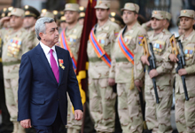 Serzh Sargsyan attended the military parade dedicated to his inauguration as President of Armenia